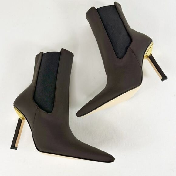 NEW Good American High Kickstand Neoprene Bootie Chocolate Brown Size 9 - Picture 1 of 14